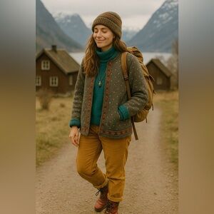 Vintage Laundromat Fisherman Core  Fleece Lined 100% Wool Jacket Made in Nepal